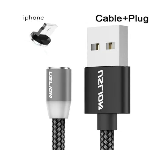 USLION circular magnetic charging cable with aluminium alloy housing and LED indicator