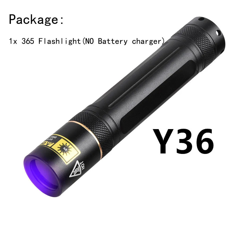 365nm UV fluorescence detection flashlight with aluminium alloy body and LED light source