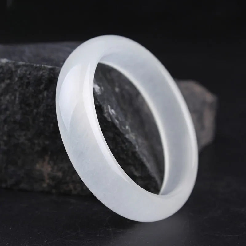 Gao Bing genuine jade bracelet showing flat rod and round rod styles in modern simplicity design on a neutral background.