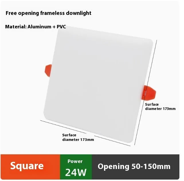 Ultra-thin square and circle aluminium LED panel lights with adjustable mounting holes.