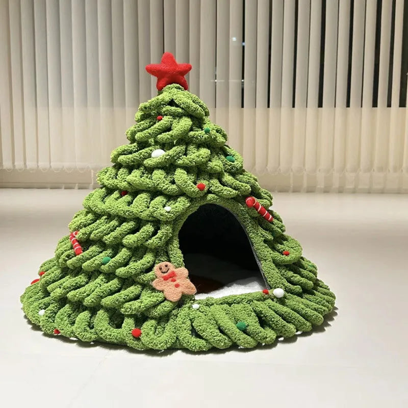 Grey cone-shaped felt cat house measuring 50cm diameter for indoor cats