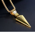 Men's stainless steel spear arrow necklace with painted finish, available in gold, silver, black or steel colour