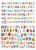 Cute English letters and numbers symbol label sticker set with multiple alphabet collections and weekly words