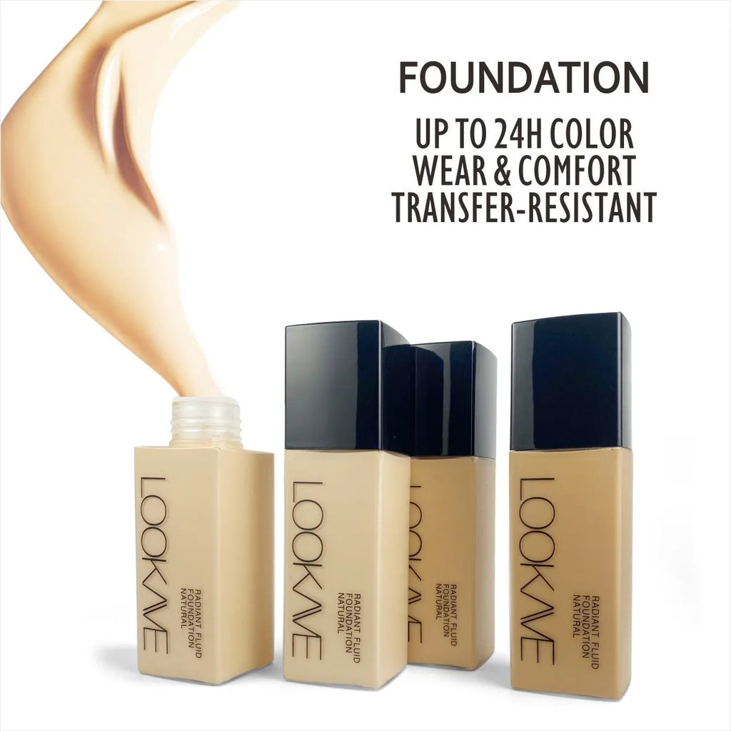 LOOKAVE matte liquid foundation tube with waterproof, brightening and concealer properties
