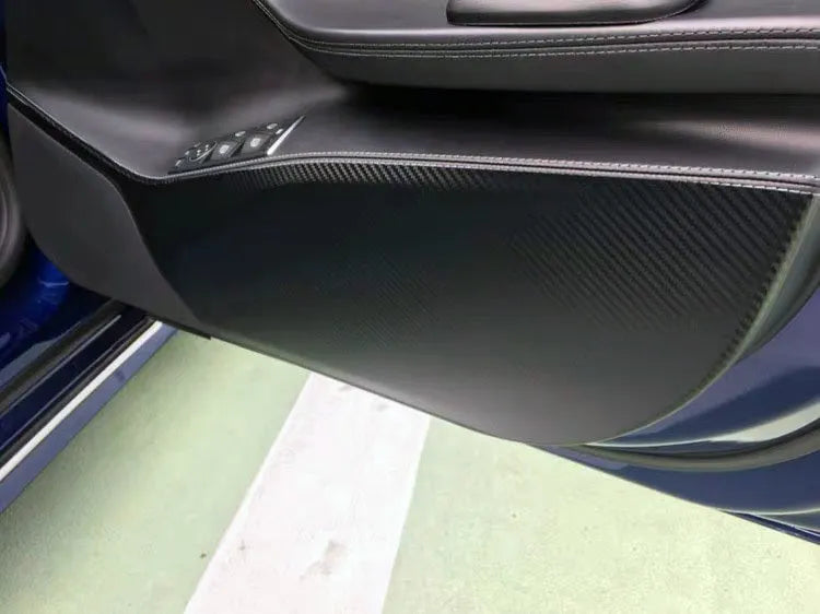 Carbon fibre protective film set for Tesla Model S door interior panels, 4-piece anti-scratch package
