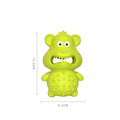 Green and yellow natural rubber squeaky dog chew toy for large dogs.
