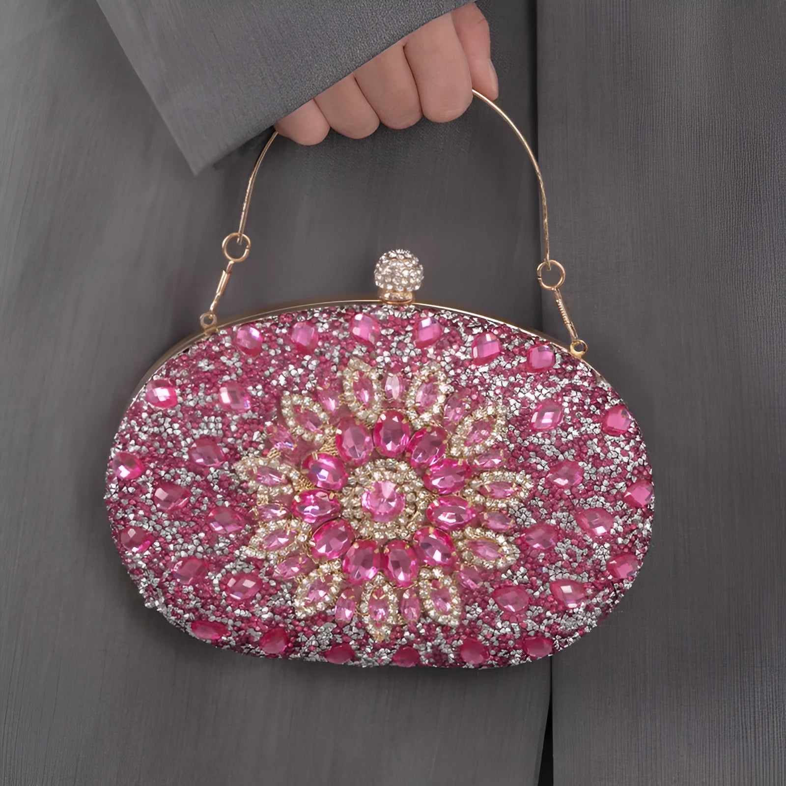 Retro European American style banquet handbag with rhinestone accents in multiple colour options