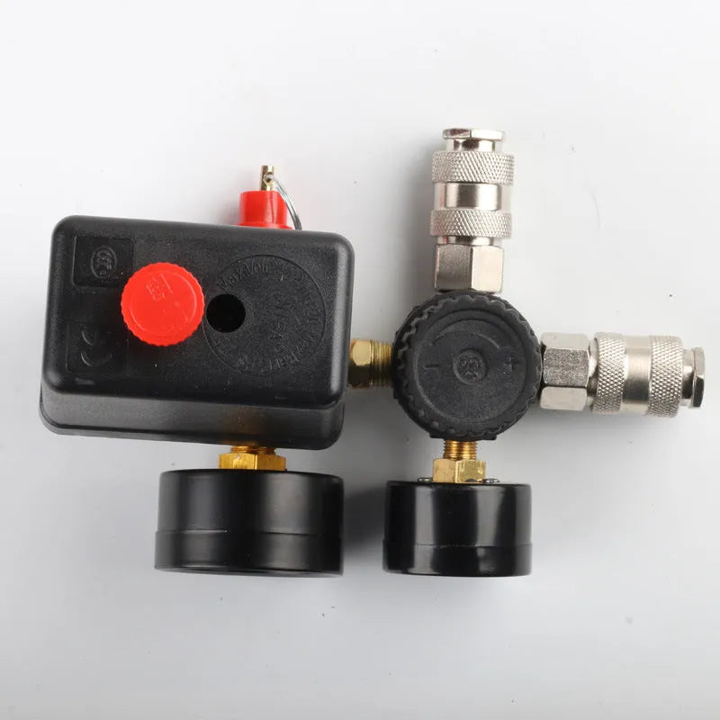 European style air compressor pressure regulating valve with adjustable 0.5-0.8MPa range and compact switch box