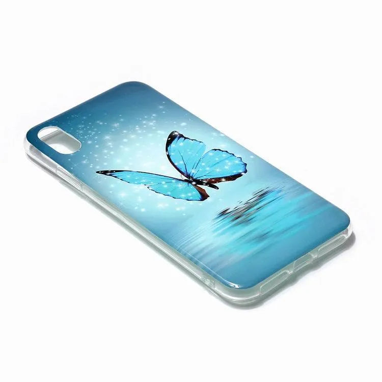IMD TPU luminous phone case with glow-in-the-dark cartoon butterfly design for iPhone models