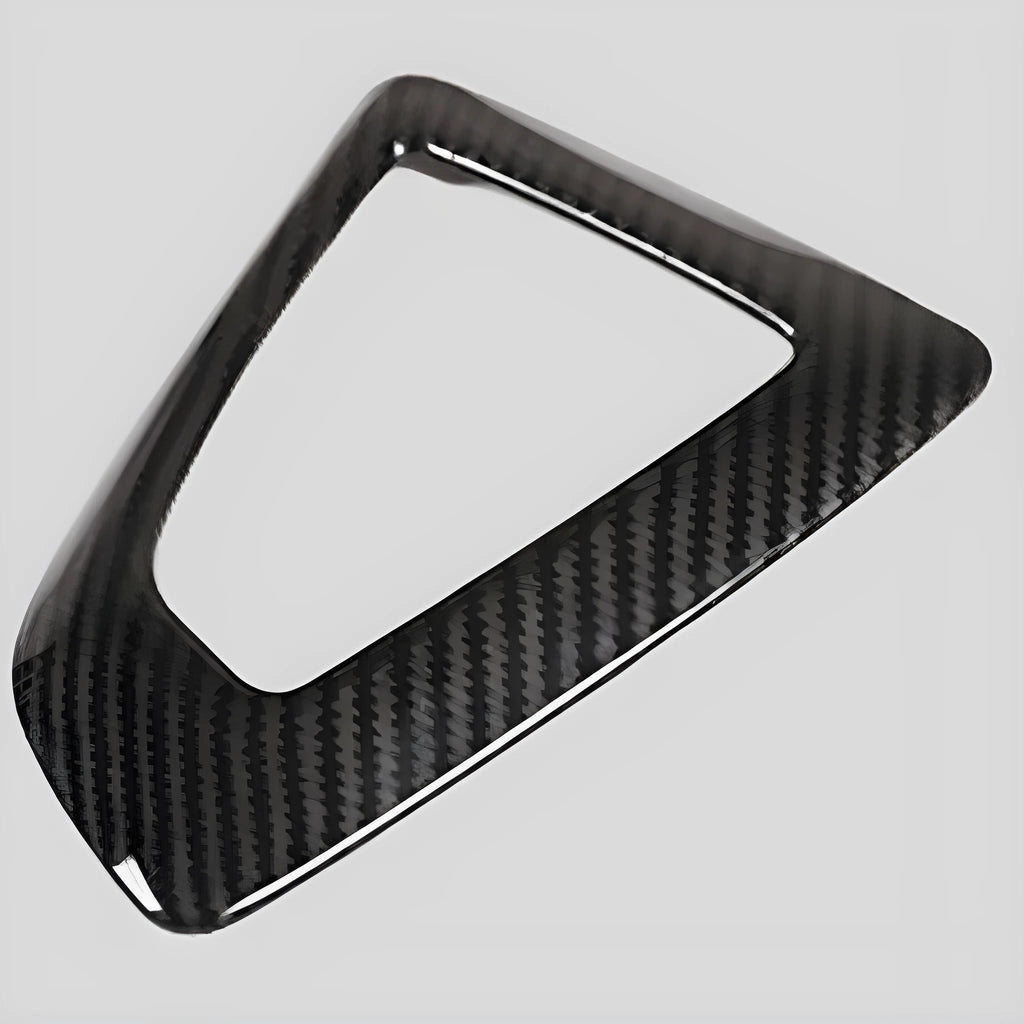 BMW gear selector base frame trim panel in carbon fibre pattern with 3M adhesive backing