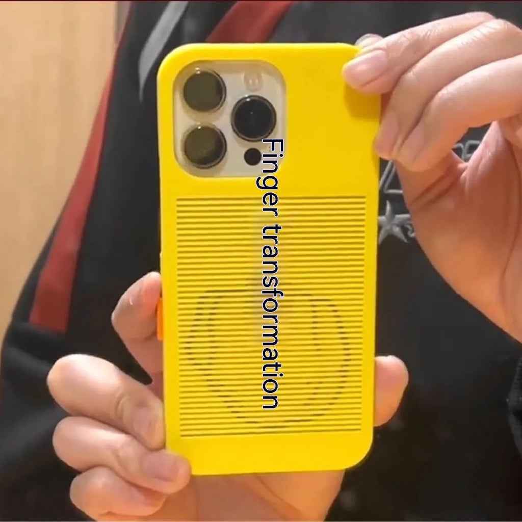 Hard plastic frosted phone case for iPhone with creative finger transformation design in yellow