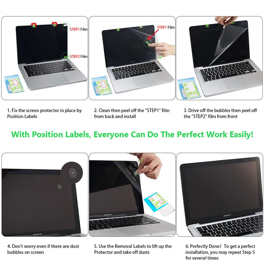 Lansheng matte screen protector film for 13-inch MacBook Pro with installation tools