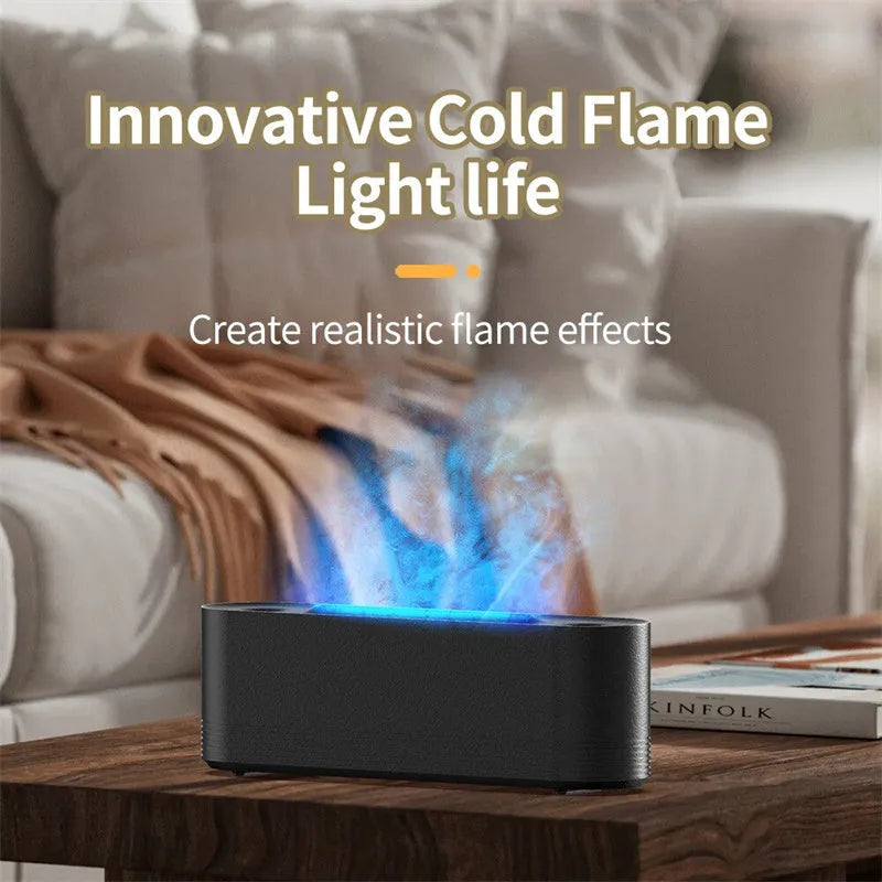 Black Flame Air ultrasonic humidifier with seven-colour LED lights and water vapour mist