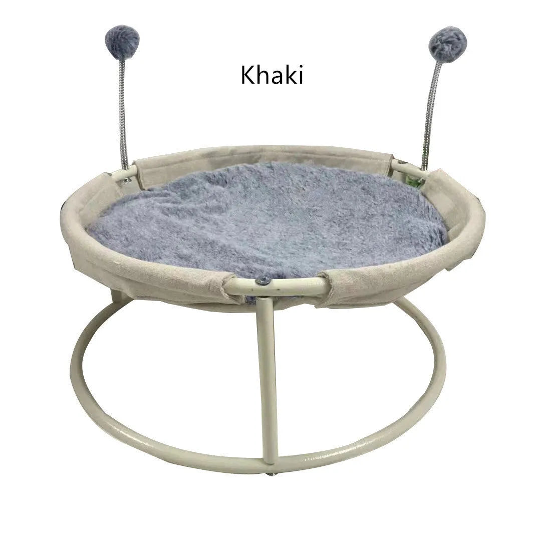 Cat nest in size L with stainless steel frame, moisture-proof base, in khaki colour