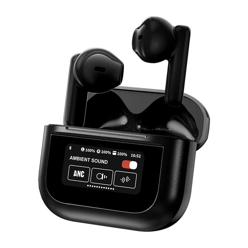 Full-colour touch screen Bluetooth headset with ear hook design in black or white