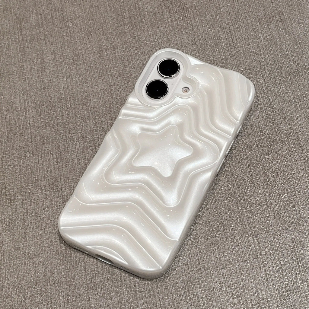 Pearlescent white three-dimensional stacking XINGX TPU phone case for Apple iPhone, anti-fall back cover