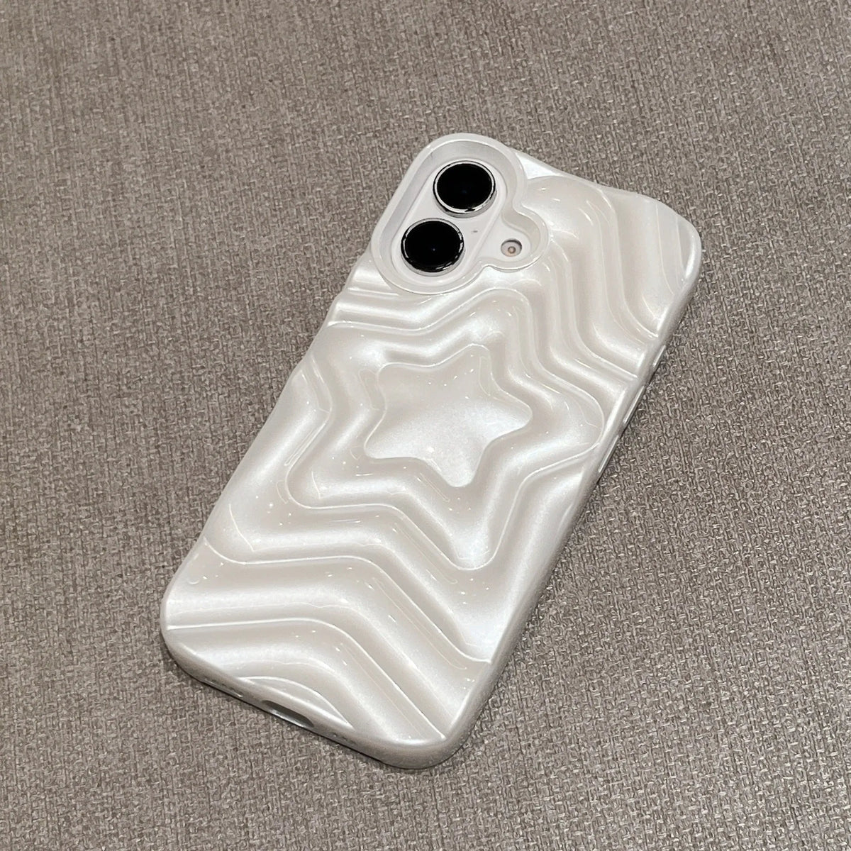 Pearlescent white three-dimensional stacking XINGX TPU phone case for Apple iPhone, anti-fall back cover