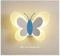 Butterfly-shaped acrylic children's wall lamp in pink and white, 240x170x105mm, with tri colour dimming option