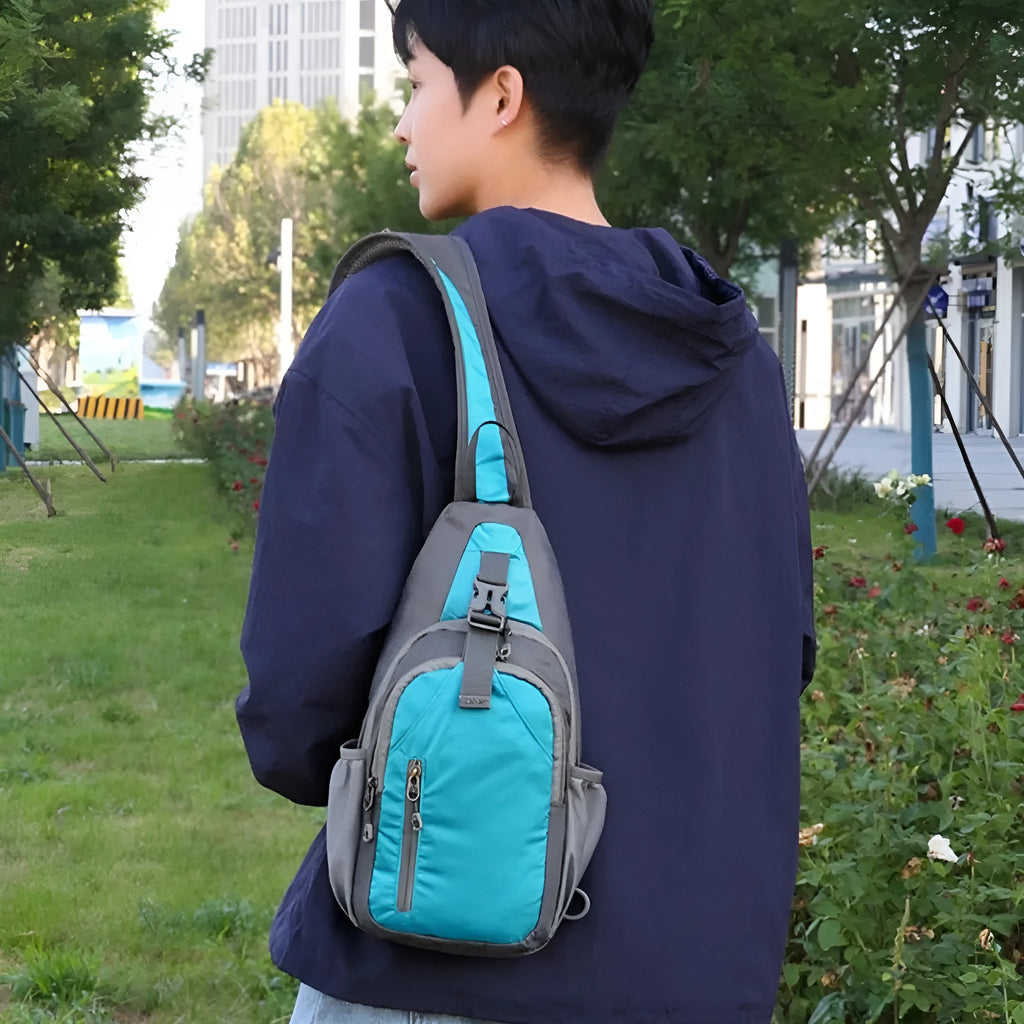 Nylon chest crossbody bag for sports outdoor casual use available in seven colours