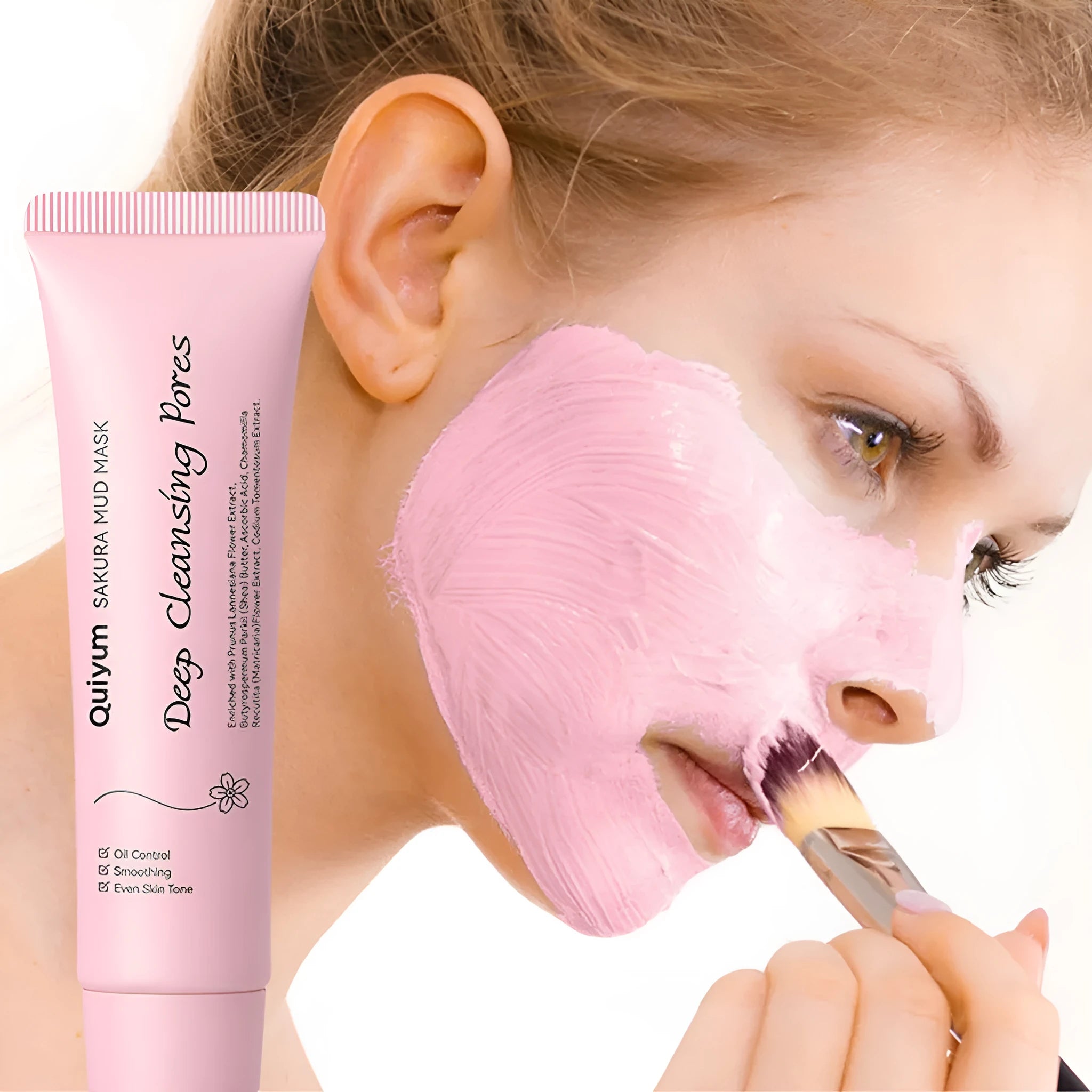 Single 30g sachet of cherry blossom mud facial mask on a plain background.