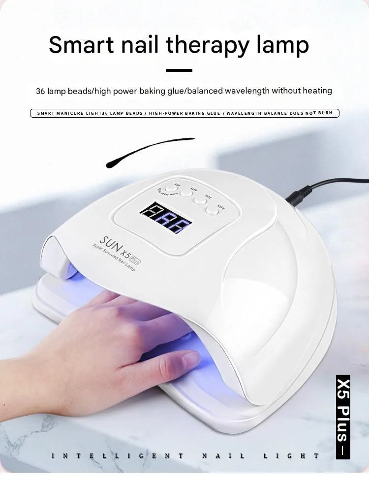120W UV nail drying lamp in pink with auto sensor and LCD display, suitable for curing gel polish
