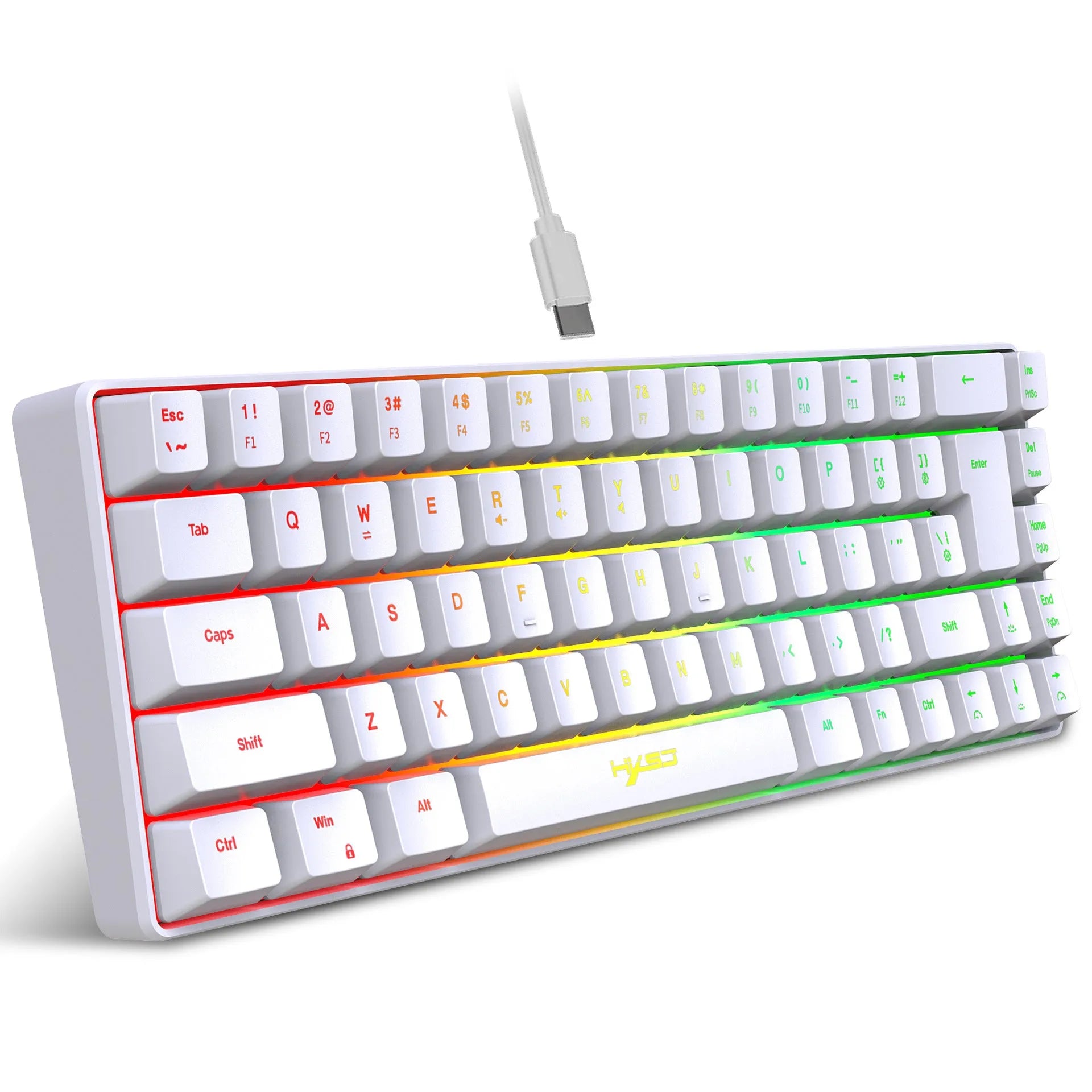Black V200 membrane gaming keyboard with 68 keys, mechanical feel, wired USB cable