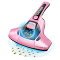 Handheld vacuum cleaner mite remover in pink colour with UK plug and replacement head attachments