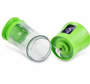 Blue handheld USB rechargeable fruit juicer with 400ml capacity cup
