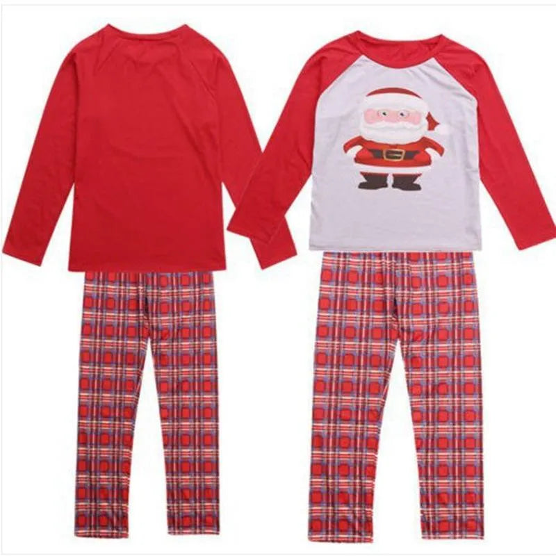 Christmas family matching father and son red cartoon print cotton blend top set