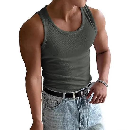 Men's tight-fit black polyester sports t-shirt on a hanger