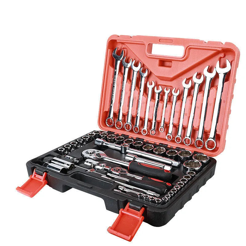 61-piece chrome vanadium steel automotive socket wrench set with metric tools for car repair