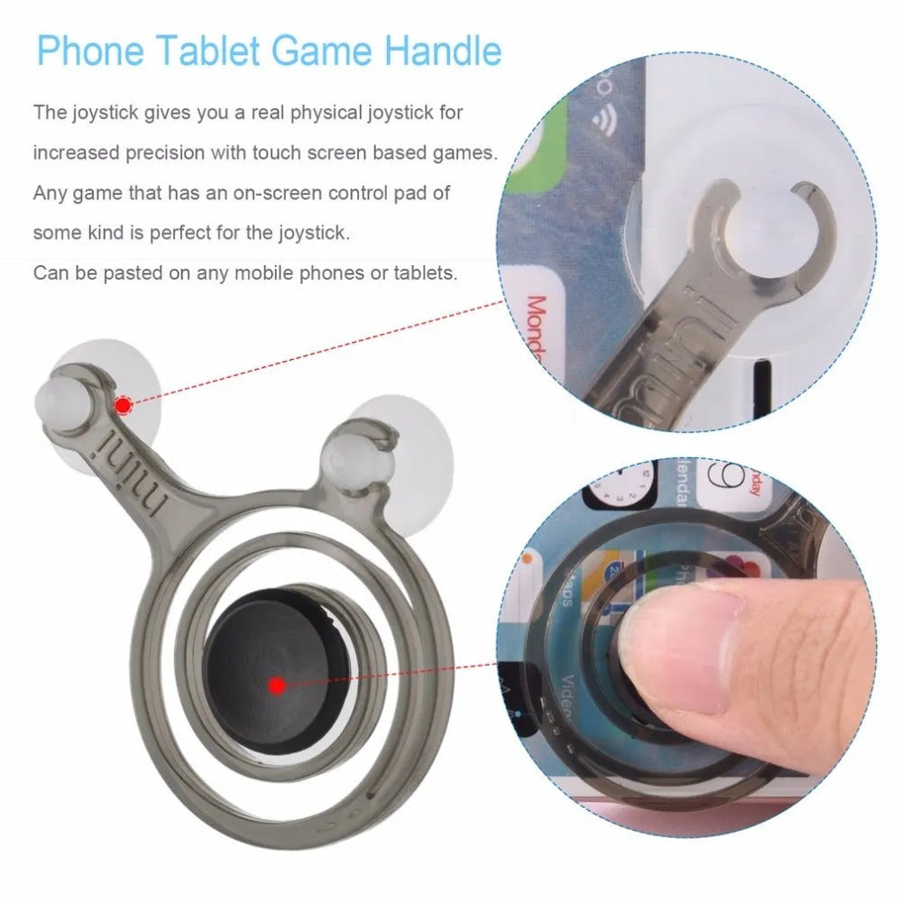 Pair of clear and black universal mini joysticks for mobile phone touch-screen gaming.