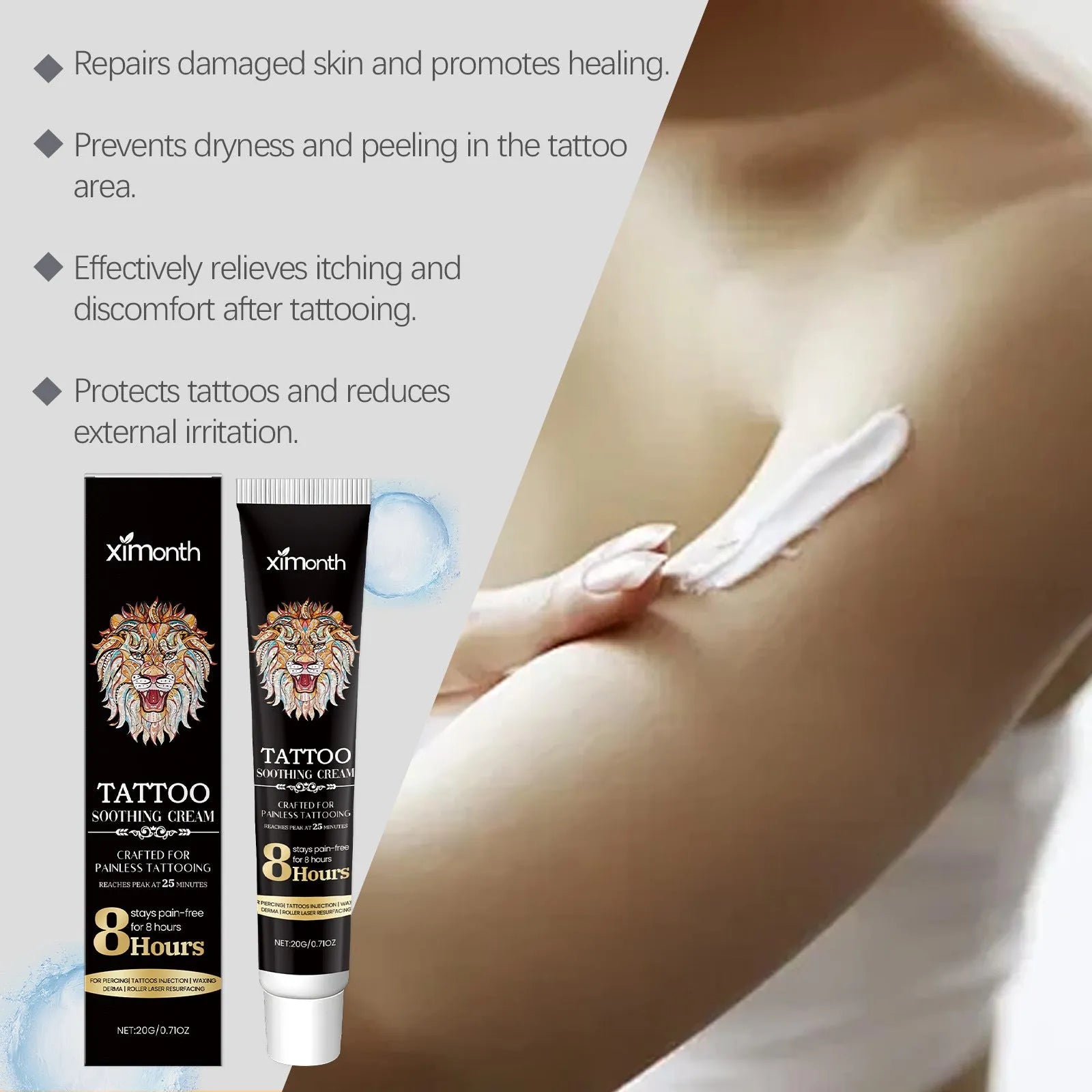 20g tube of Tattoo Soothing Neck Cream for post-tattoo neck care