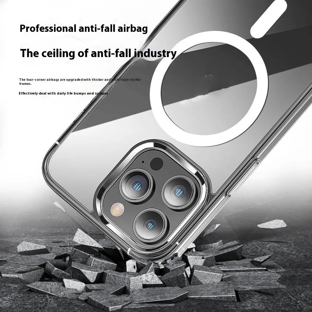 Two-in-one transparent magnetic phone case for iPhone, TPU PC construction shockproof drop-resistant
