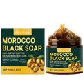 Morocco Black Soap 100g bar with olive oil and rose extract for face and body cleansing