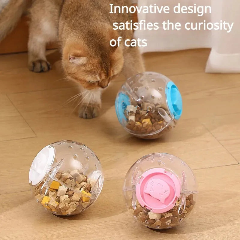 Blue pet slow feeding ball with 11.5cm diameter for treat dispensing
