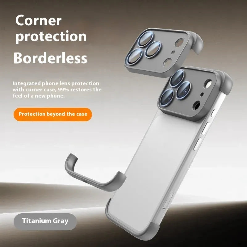 iPhone 17 phone case in simple shell design showing four colour options: black, orange, grey, and desert