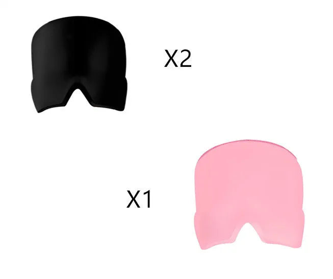 Black ice gel headache relief eye mask shown on a white background.