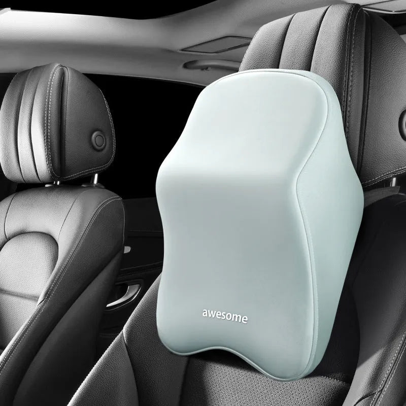 Memory foam car lumbar pillow with geometric pattern in grey colour