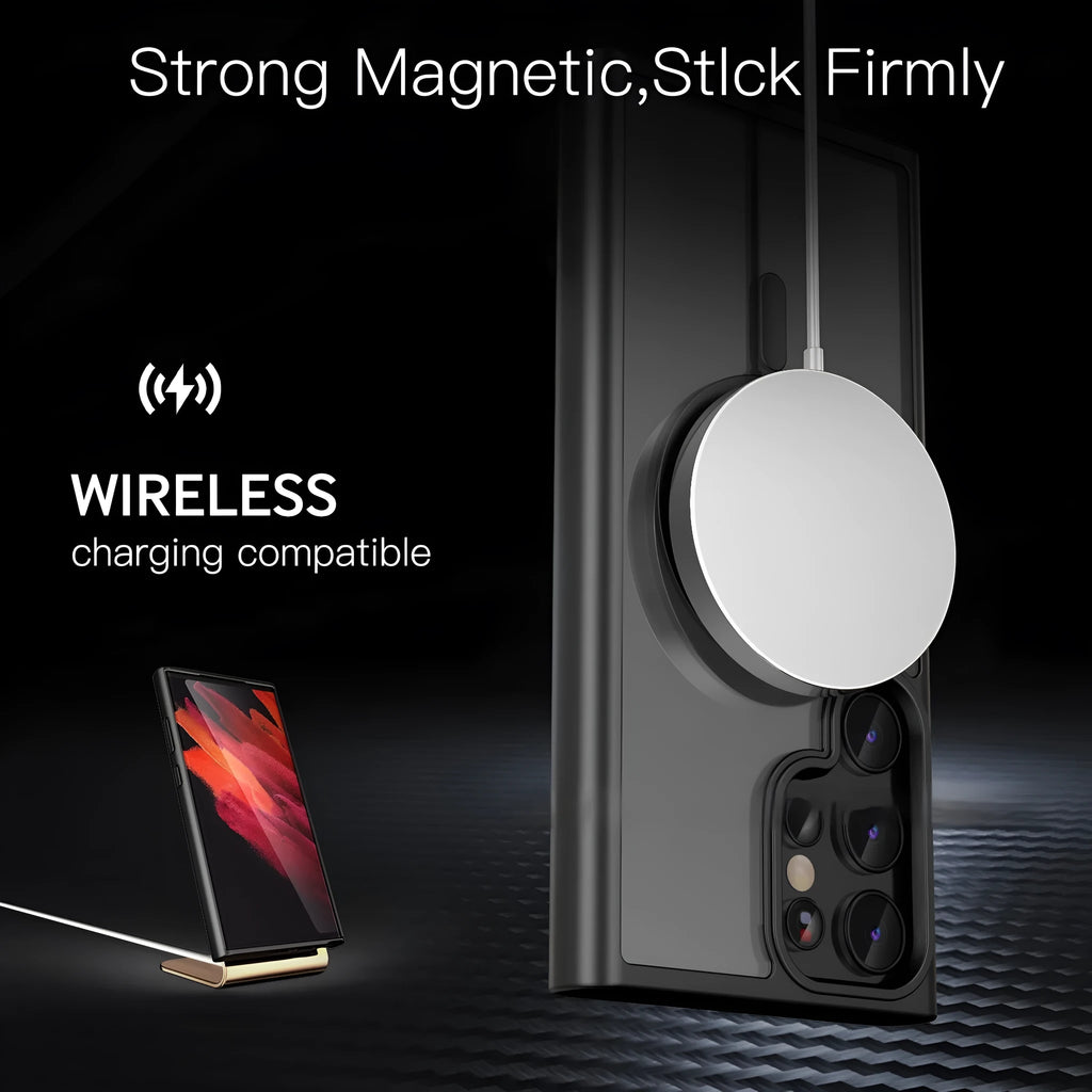 Matte magnetic TPU phone case for Samsung Galaxy S21 S22 S23 series in black colour
