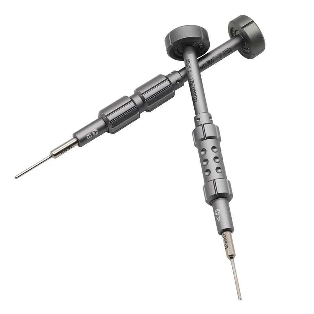 Precision screwdriver with grenade-shaped aluminium handle and T2 bit for iPhone repair
