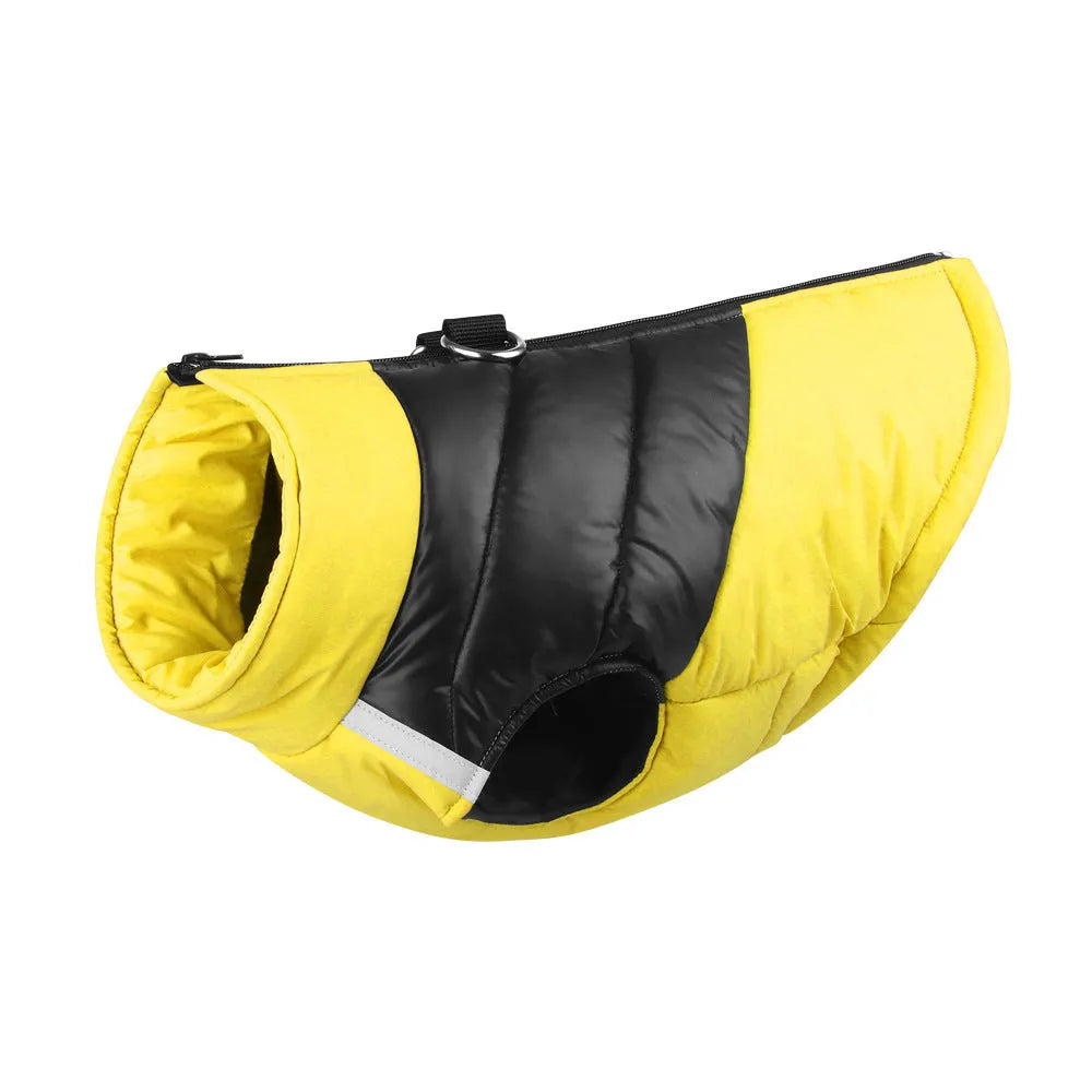 Waterproof padded dog winter coat with front zipper in multiple colours for small to large dogs