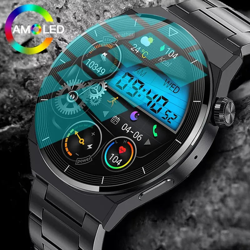 Black silicone strap silver vinyl case smartwatch with Bluetooth calling and health monitoring features on wrist