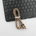 Braided hemp rope iPhone charging cable in multiple colours showing 8PIN connector and 1m length
