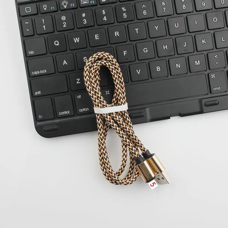 Braided hemp rope iPhone charging cable in multiple colours showing 8PIN connector and 1m length