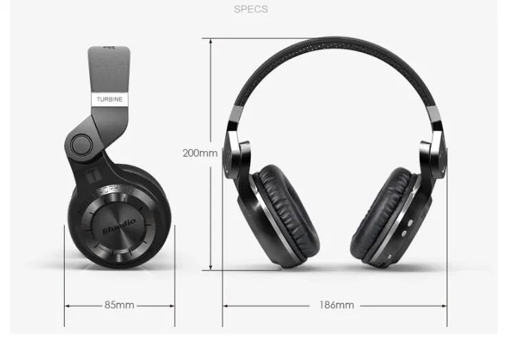 Black and white T2 Smart Edition over-ear Bluetooth headphones with a folding metal design and a detachable audio cable.