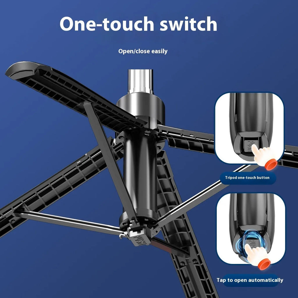 B17 selfie stick bracket with stainless steel pipe, four-leg support, and remote control, 1.8m tall
