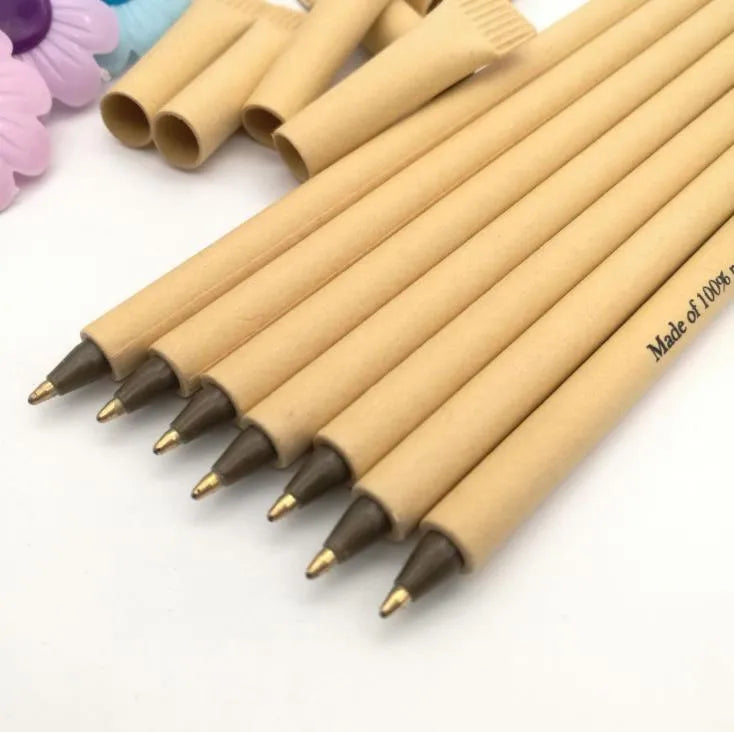 Kraft paper tube ballpoint pen QH-6030 with bullet 1.0mm tip on white background