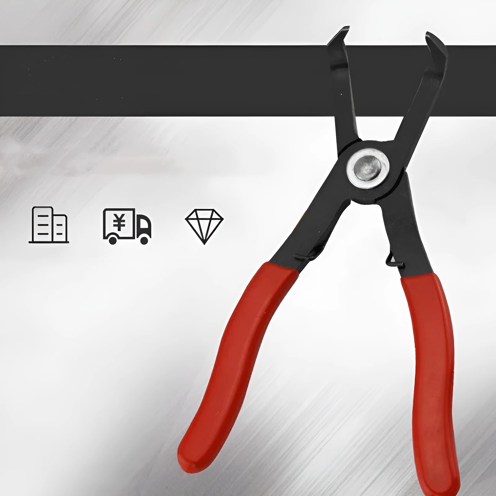 Red round nail removal pliers with PVC handles showing 0-26mm adjustable opening for interior door panel work