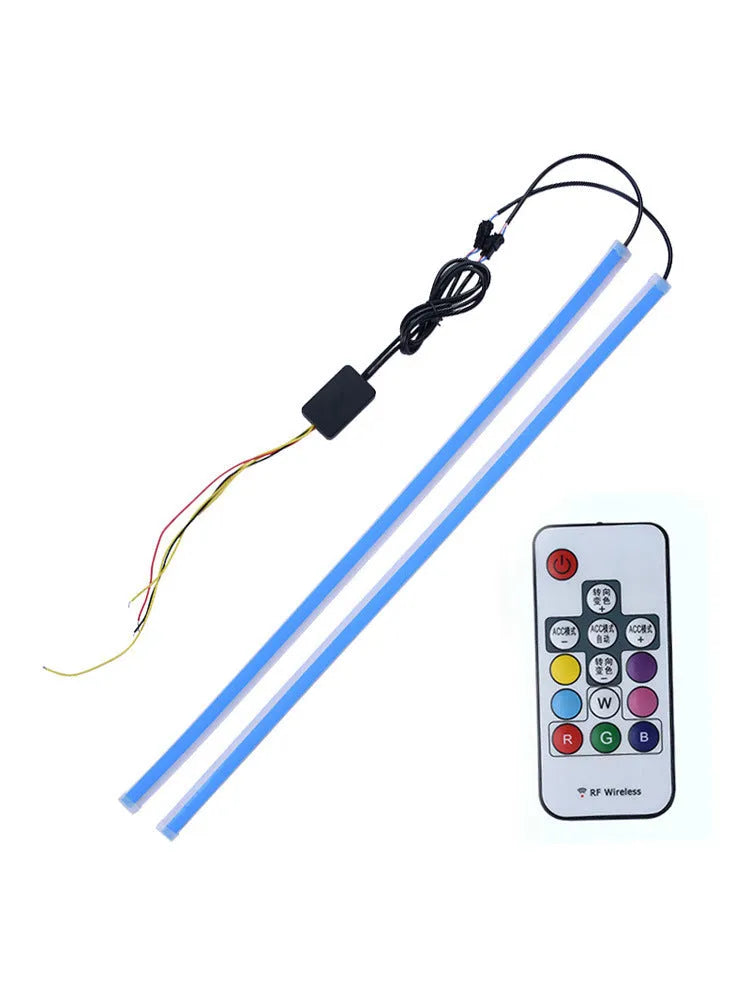 Remote control and RGB colour-changing LED daytime running light for GM vehicles in three length options.